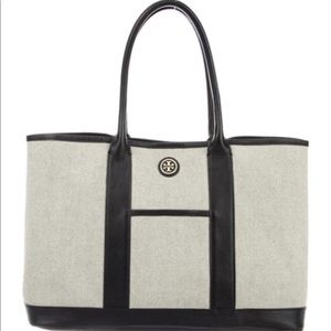 Tory Burch leather-trimmed canvas tote